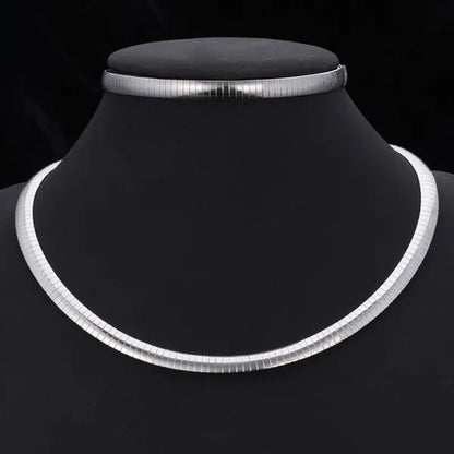 Trendy Women Jewelry Set Silver Gold Stainless Steel Choker Necklace Bracelet Set Suits
