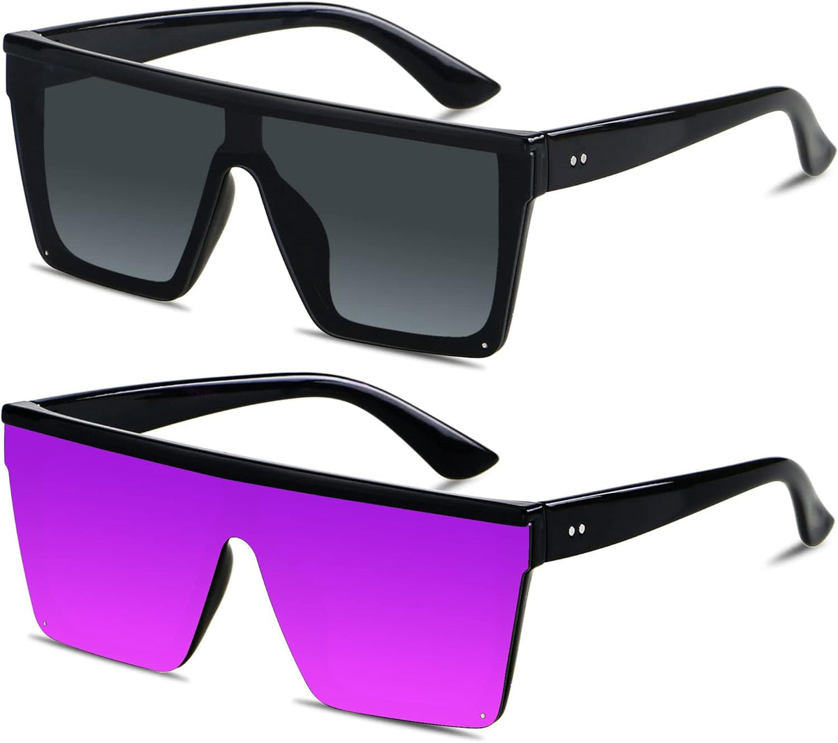 Square Oversized Sunglasses for Women Men Big Flat Top Fashion Shield Large UV Protection Rimless Shades