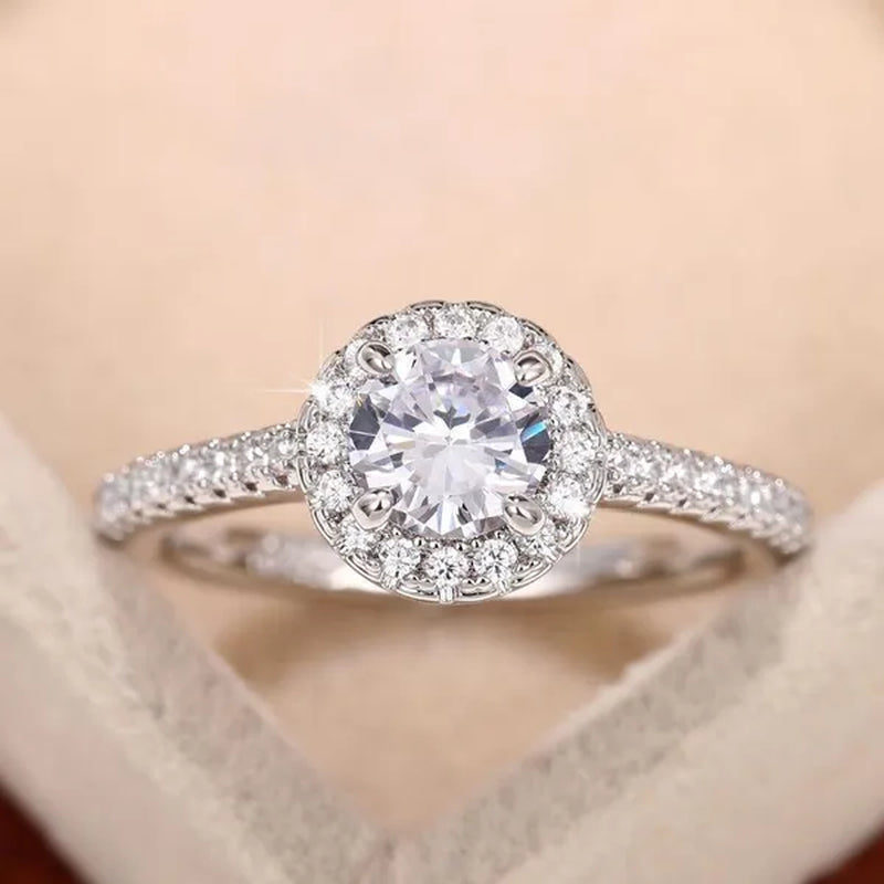 Bridal Engagement Rings Proposal Gift Blue Sapphire Cubic Zirconia Rings for Women Wedding Ring Accessories
