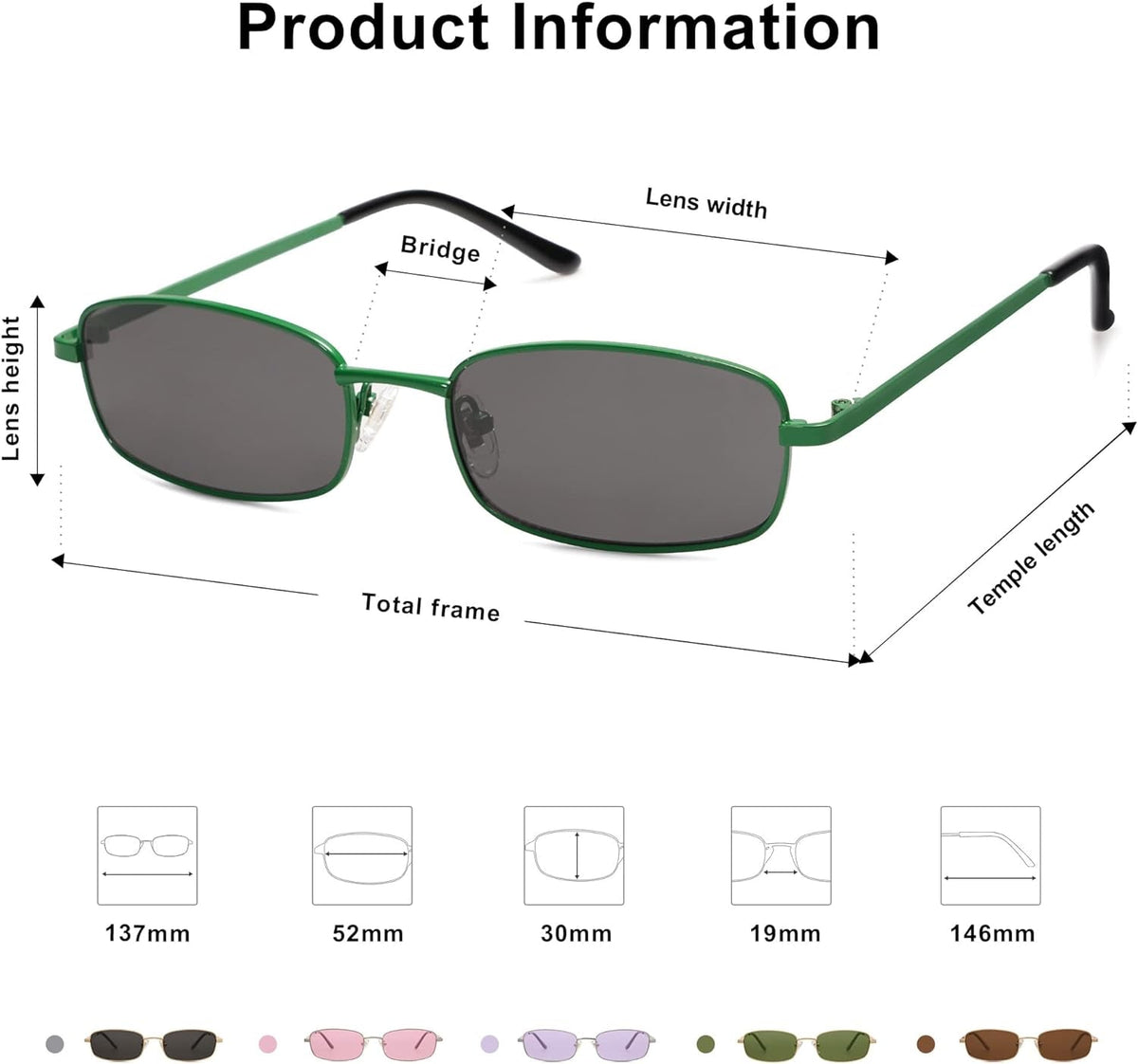 Small Y2k Narrow Rectangle Sunglasses Womens Mens Retro 80s 90s UV400 Sunnies SJ1187