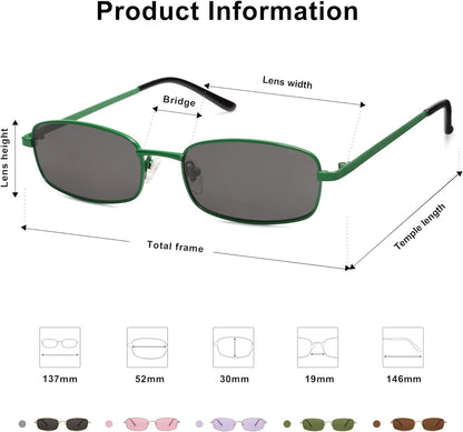 Small Y2k Narrow Rectangle Sunglasses Womens Mens Retro 80s 90s UV400 Sunnies SJ1187