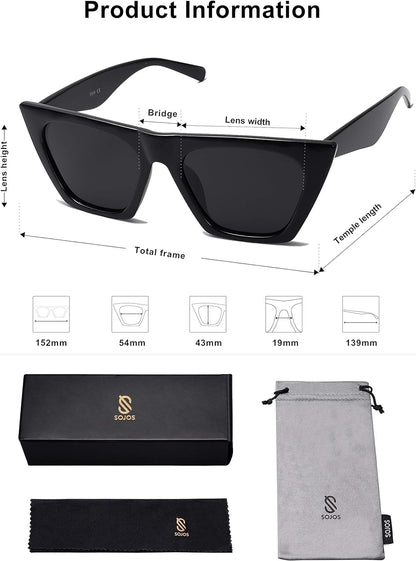 Oversized Square Cateye Polarized Sunglasses for Women Men Big Trendy Sunnies SJ2115