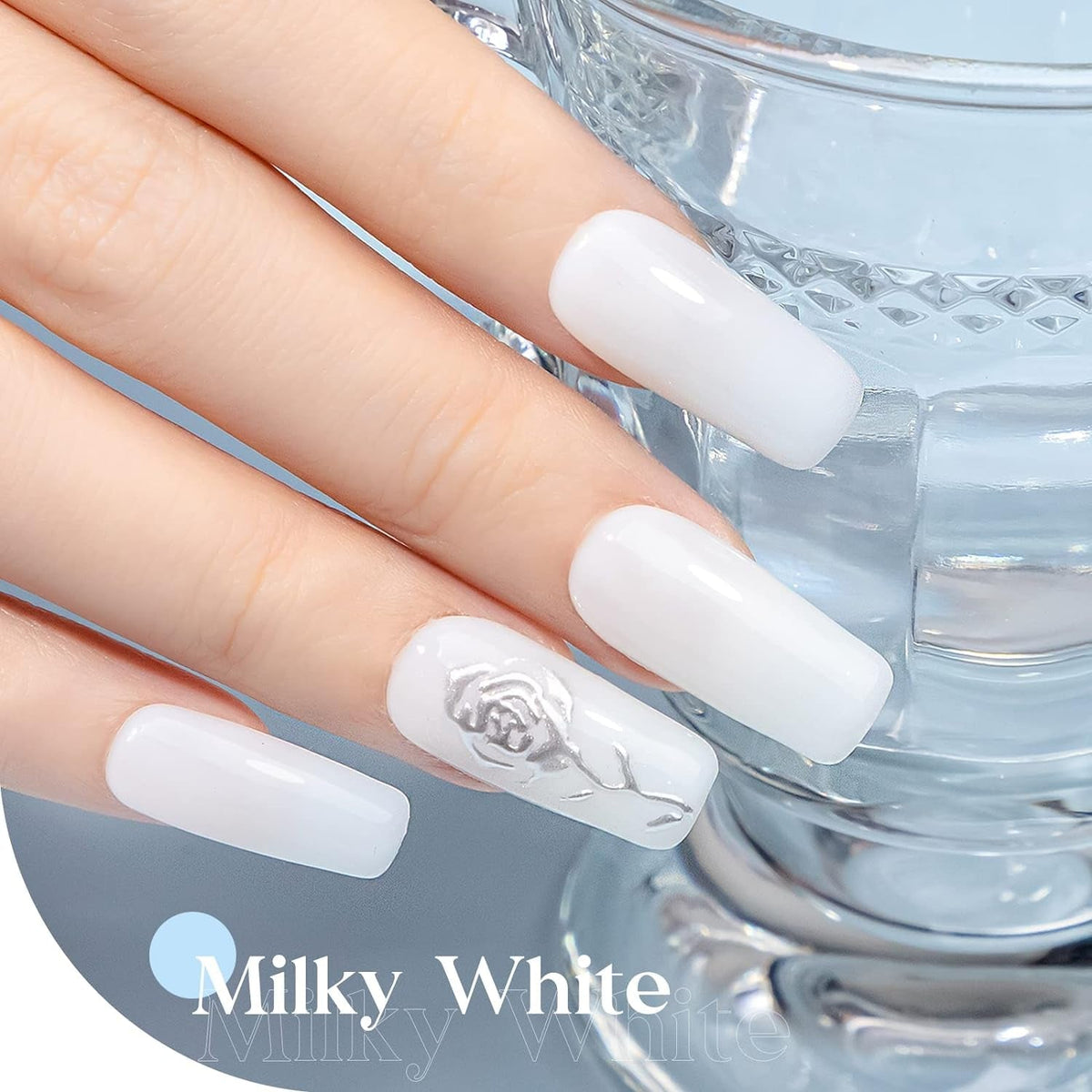 Milky White Gel Nail Polish, Jelly Sheer White Color Soak Off UV Gel Polish For Nail Art Salon French Manicure Home DIY 12mL 0.4 Fl Oz