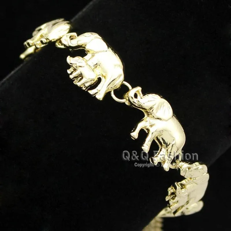 Brand New Fashion African Elephant & Baby Exquisite Charms Link Ganesh Chain Collar Statement Bib Necklace Gold Silver