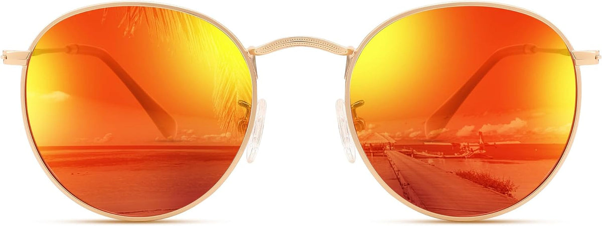 Small Round Metal Polarized Sunglasses for Women Retro Designer Style