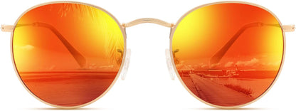 Small Round Metal Polarized Sunglasses for Women Retro Designer Style