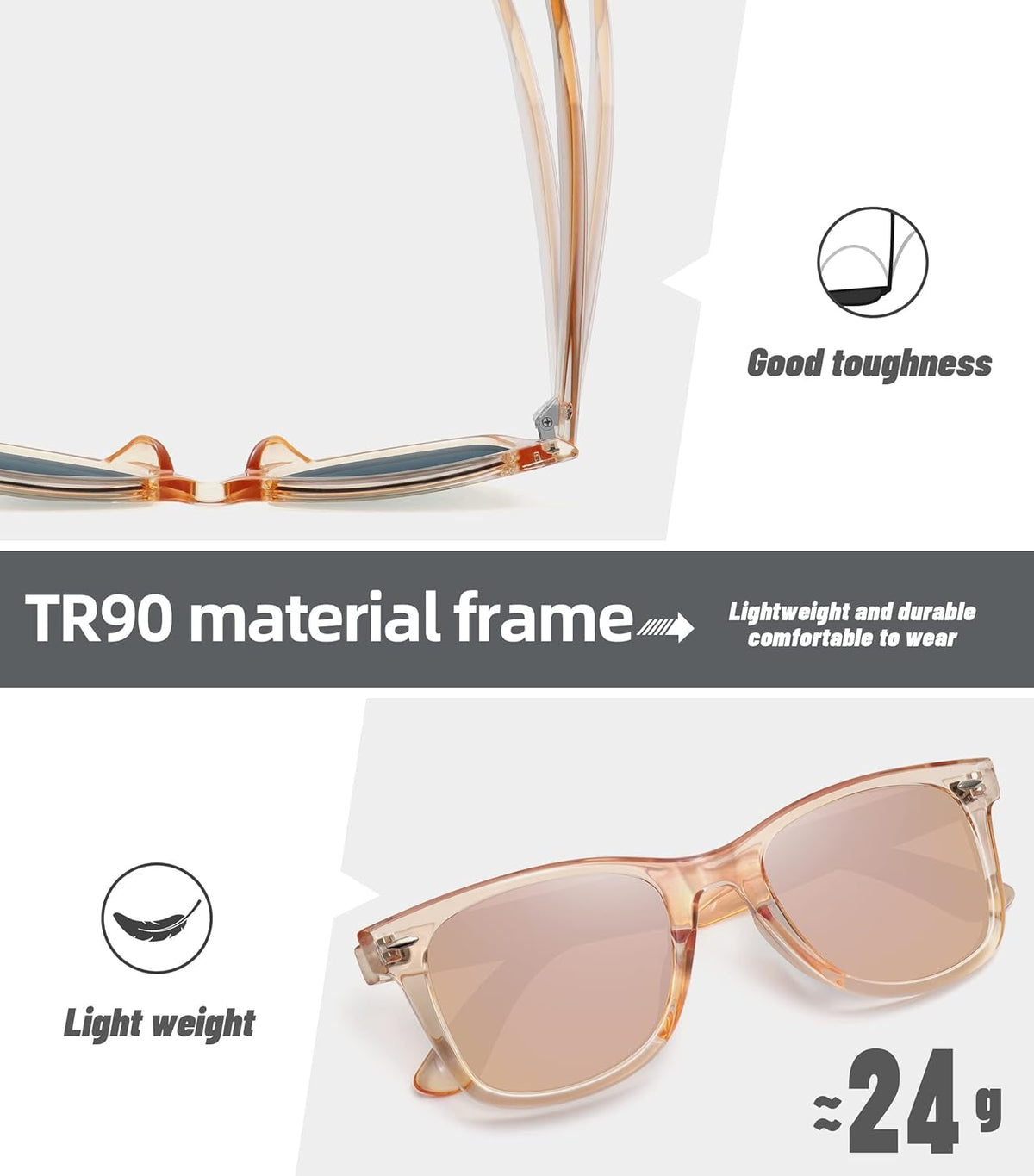 Polarized Sunglasses for Women Men Classic Retro Square Frame Driving Trendy Sun Glasses UV Protection