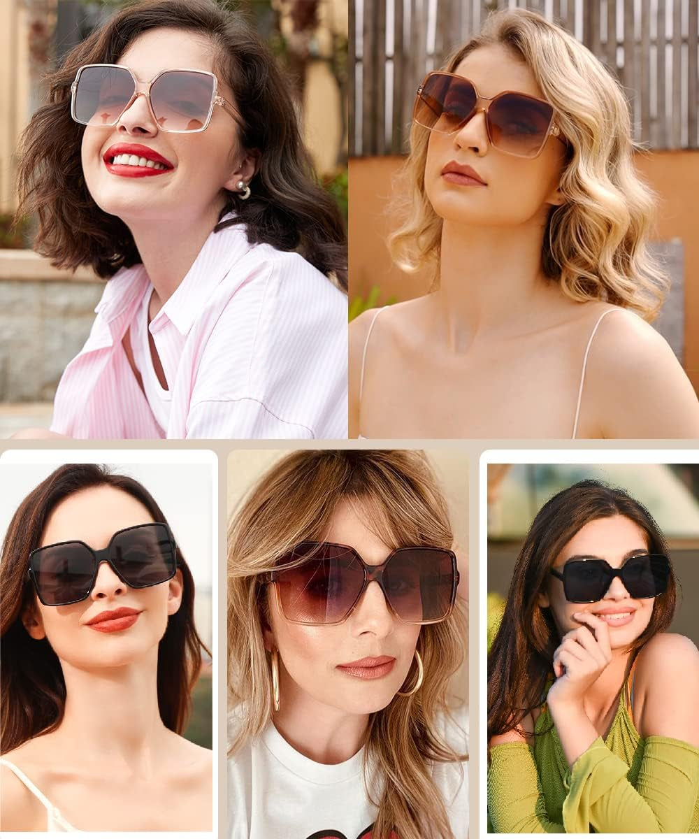 Oversized Square Sunglasses for Women Big Large Wide Fashion Shades for Men UV Protection Unisex