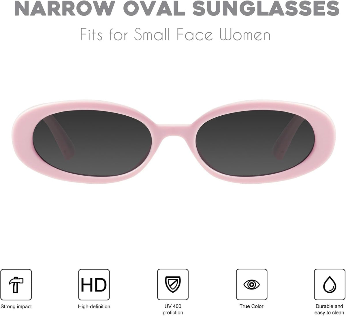 Retro Tiny Oval Sunglasses for Women with Small Face Narrow Style MS52360