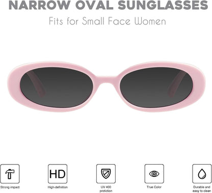 Retro Tiny Oval Sunglasses for Women with Small Face Narrow Style MS52360