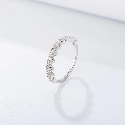 100% S925 Sterling Silver Luxury Heart Shape Zircon Micro Pave Love Ring Women's Statement Oath Finger Rings Exquisite Fine Jewelry Engagement Wedding Rings