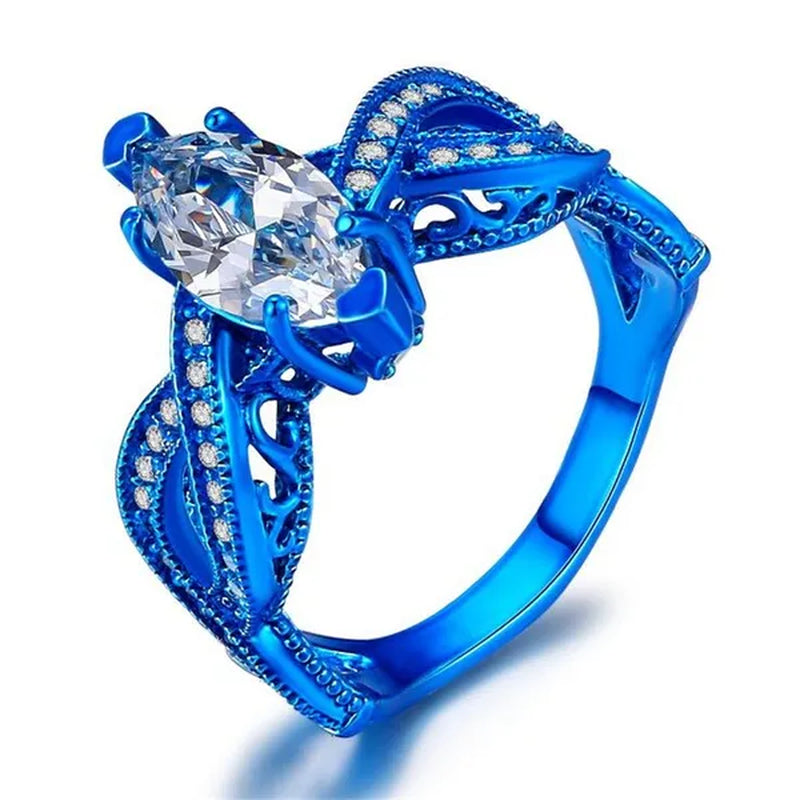 Europe and The United States Micro-inlay Zircon Jewelry Unique Pink Gold Black Nano Horse Eye Stone Prom Ring 2017 New