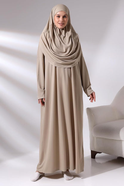Muslim Dresses for Women, One-Piece Prayer Dress & Prayer Rug & Beads, Islamic Gift Set for Eid Ramadan