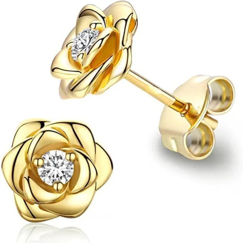 Exquisite Cute Rose Flower Stud Earrings for Women Daily Casual Party Jewelry Gift