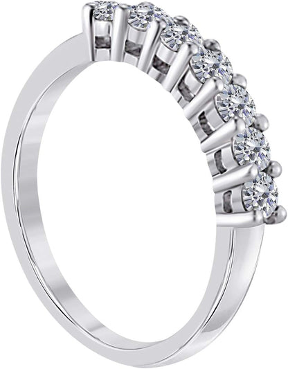 Mauli Jewels 0.25 Carat 7 Stone Diamond Enagement Ring Prong 10K White Gold