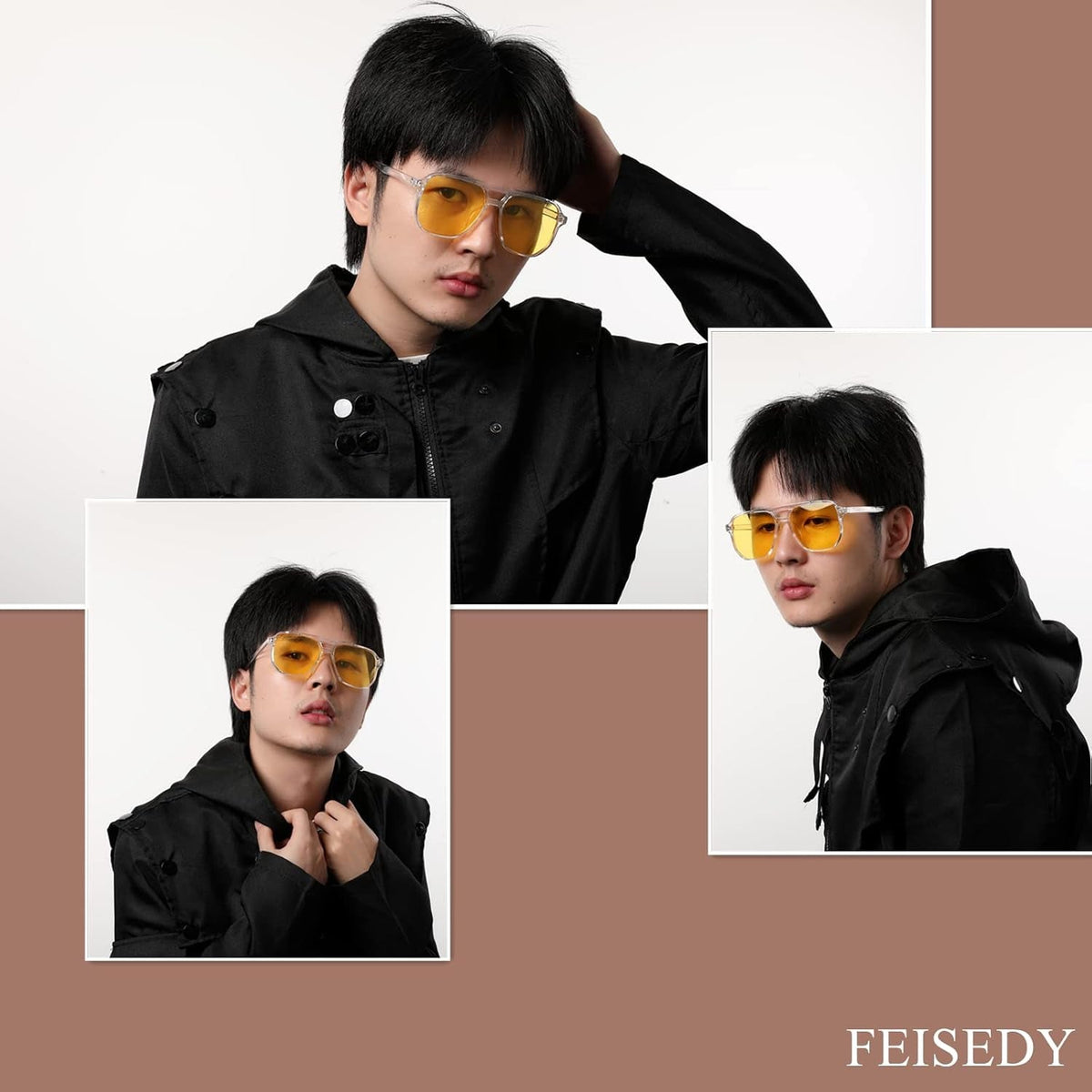 Retro Square Aviator Sunglasses Women Men 70S Vintage Trendy Plastic Frame Sun Glasses B2835