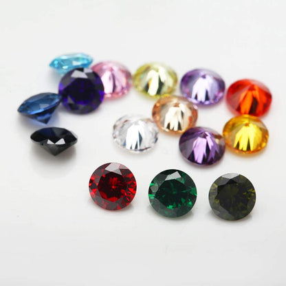 Round Cut 5A Cubic Zirconia Stone Mix 15 Colors Loose CZ Stones Synthetic Gemstone for Jewelry Making