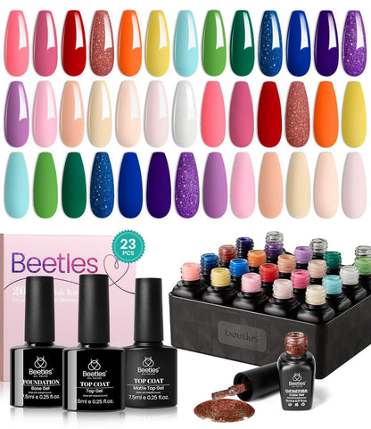 Nail Set 20 Colors Healing Elixir Collection Manicure Kit Pink Neutral Purple Blue Green Gel Nail Kit with 3Pcs Base Matte and Glossy Top Coat Soak off Uv for Women 2024 Ideal Gift