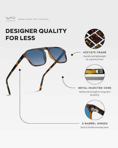 Polarized Modern Aviator One-Bridge Square Mens Sunglasses