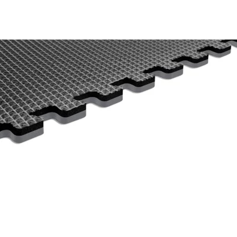 Norsk 25" X 25" Reversible Foam Flooring, Gray Wood & Black, 8 Tiles