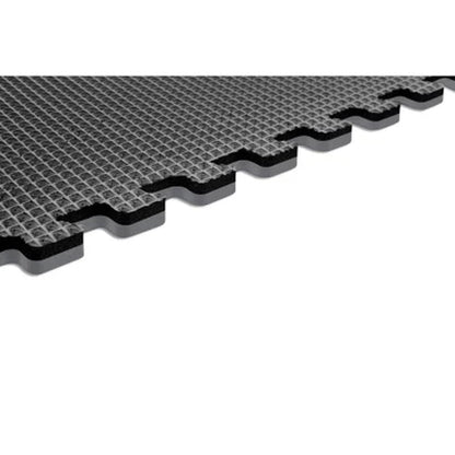 Norsk 25" X 25" Reversible Foam Flooring, Gray Wood & Black, 8 Tiles