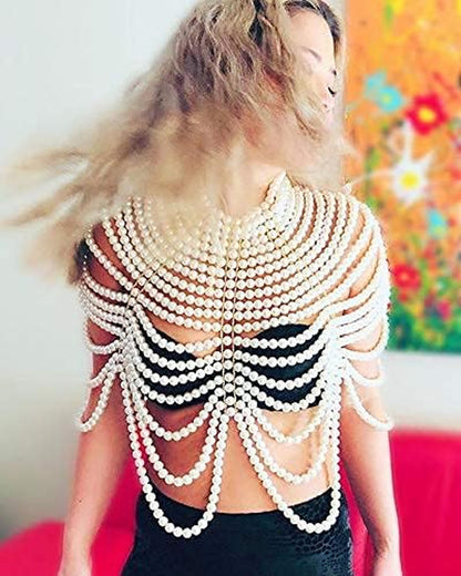 Pearl Body Chain Bra - Fashion Shoulder Necklaces Bra Chain Body Jewelry