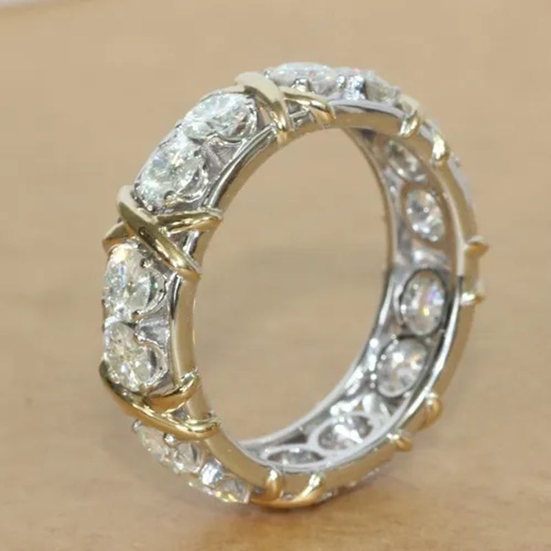 So Sparkling ! 925 Solid Sterling Silver Natural Gemstone White Sapphire Diamond Eternity Stackable Band Ring Wedding Engagement Fine Jewelry