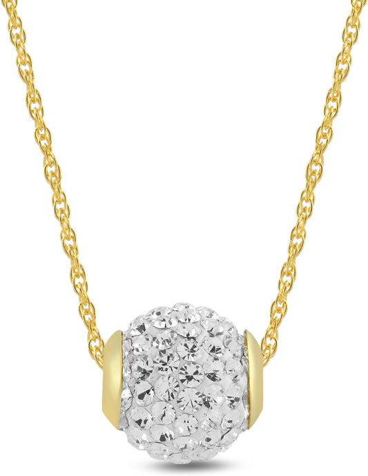 10K Crystal Slide Ball Pendant Necklace, 18", (Previously Amazon Collection)