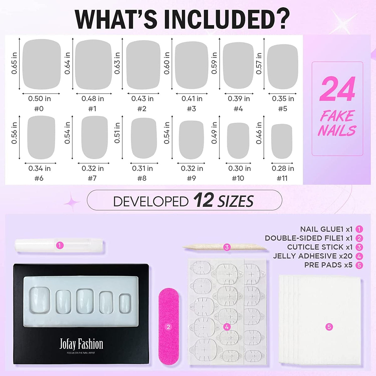 White Press on Nails Short,  Square Solid Color Fake Nails with Glue, Reusable & Natural Acrylic False Nails Stick on Nails for Women Girls Gift, Gel Nail Kit, 24pcs
