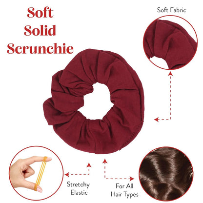 Set of 2 Solid Scrunchies - Burgundy