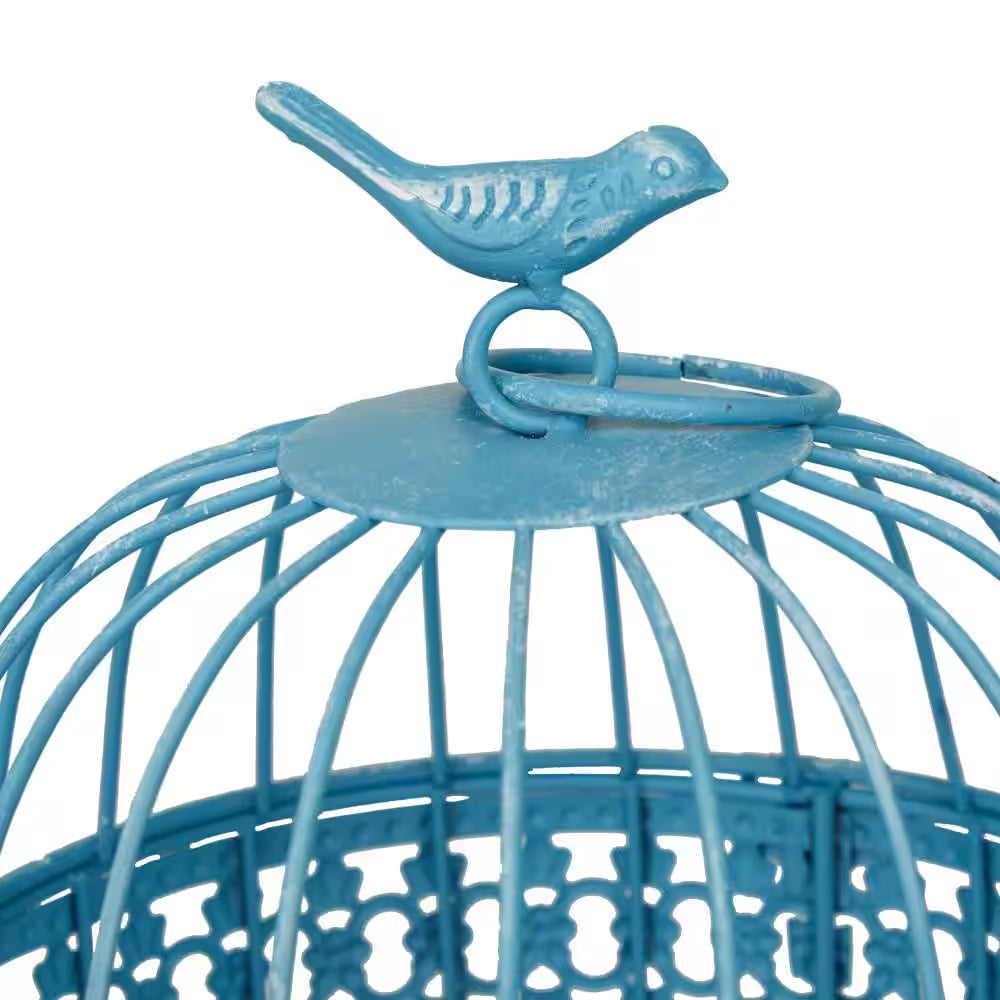 Blue Metal Birdcage with Latch Lock Closure and Hanging Hook (2- Pack)
