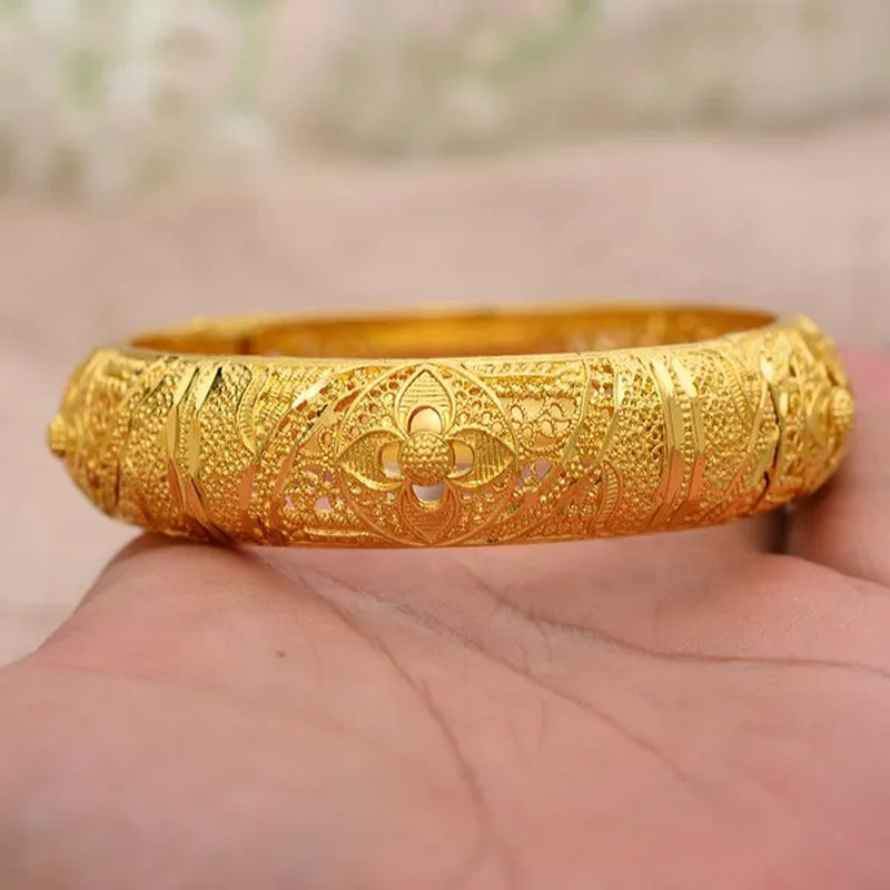 4Pcs Fashion Dubai Gold Plated Jewelry Gold Color Bangles for Ethiopian Bangles & Bracelets Ethiopian Jewelry Bangles Gift
