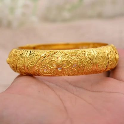 4Pcs Fashion Dubai Gold Plated Jewelry Gold Color Bangles for Ethiopian Bangles & Bracelets Ethiopian Jewelry Bangles Gift