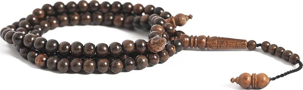 White Oud Wood Tasbih 99 8Mm Aetoxylon - Islamic Prayer Beads for Tasbeeh, Dhikr, Zikr - Muslim Rosary, Tespih, Misbaha, Masbaha, Muslim Mala, Sibha, Subha, Worry Beads, Prayer Counter
