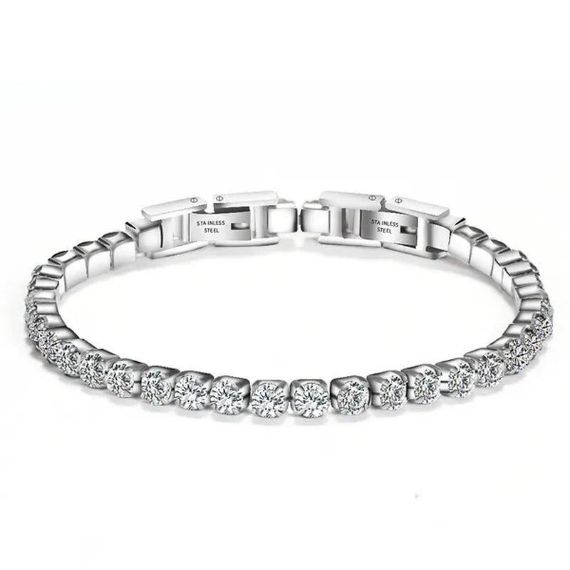 Women's Chain Bracelets 14K Gold Plated Cubic Zirconia Classic Tennis Bracelet Gold Bangle for Lady AD1174