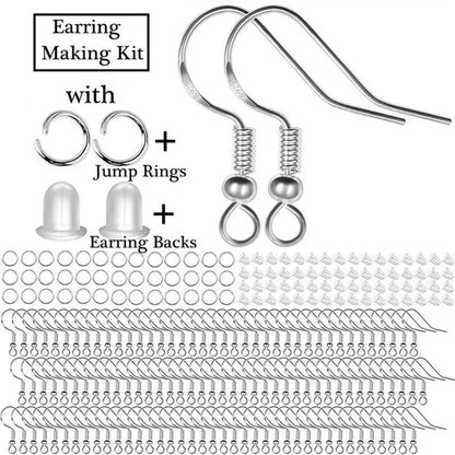 925 Sterling Silver Earring Hooks, Earring Making Kit: 20/50/100PCS Hypoallergenic Earring Hooks with 20/50/100PCS Open Jump Rings and 20/50/100PCS Rubber Earring Backs for DIY Jewelry Making (Silver,Gold)