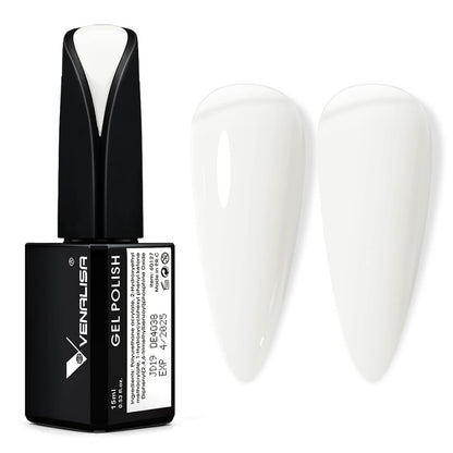 VENALISA 15ml Gel Nail Polish, Pure White Color Soak Off UV LED Nail Gel Polish Nail Art Starter Manicure Salon DIY at Home, 0.53 OZ