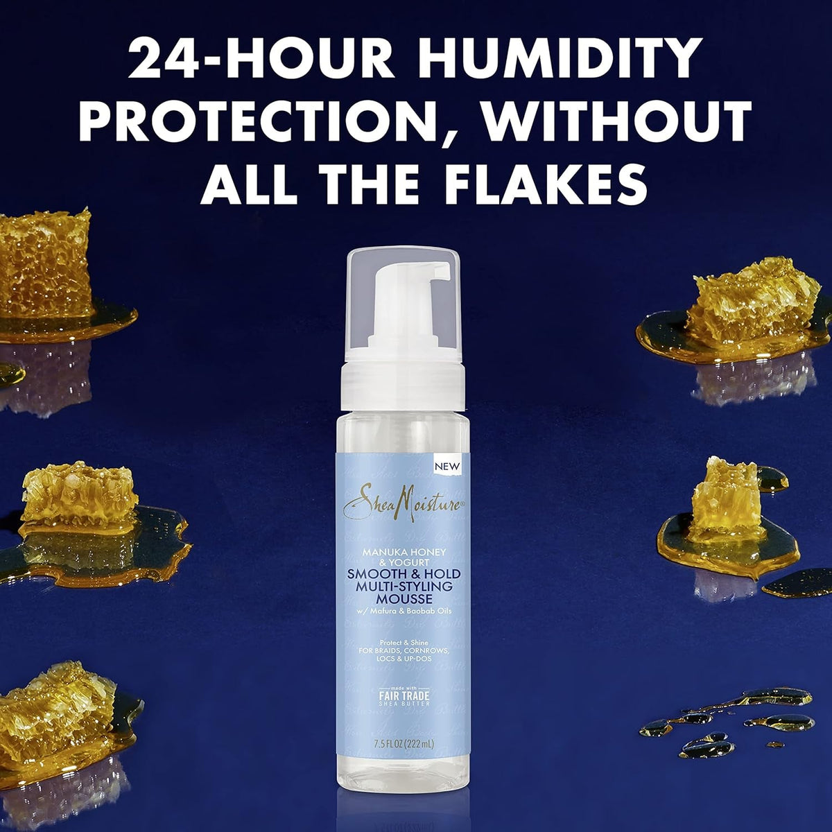 Manuka Honey & Yogurt Smooth & Hold Multi-Styling Hair Mousse for Nourishment 7.5 Oz