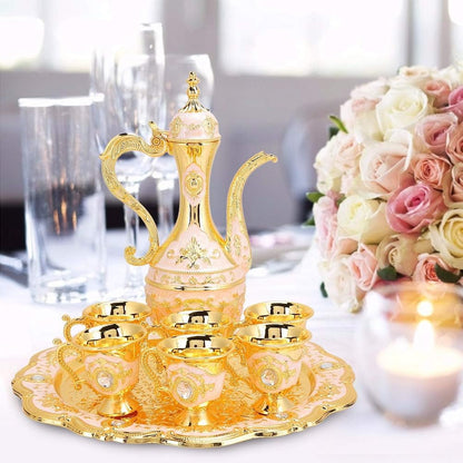 Metal Wine Drinking Cups Hip Flask Set Russian Home Art Crafts Wedding Gift Wine Pot Kit Household Ornaments(1)