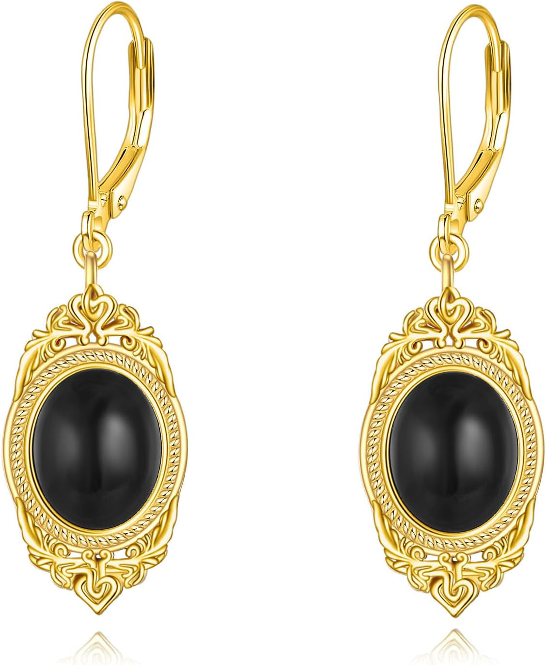 Black Onyx Earrings Sterling Silver Onyx Dangle Earrings Victorian Earrings Vintage Retro Style Earrings Onyx Jewelry Gifts for Women Girls