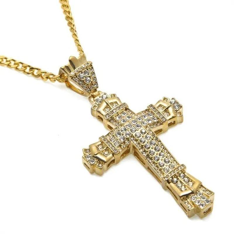 Men's Fashion accessories 925 Silver / Gold DIAMOND Cross Pendant Necklace Chain Cross Necklace