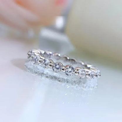 Fashion Bride Jewelry Luxury 925 Sterling Silver Ring Full Eternal Moissanite Diamond Rings for Women Proposal Wedding Engagement Anniversary Party Band Gift