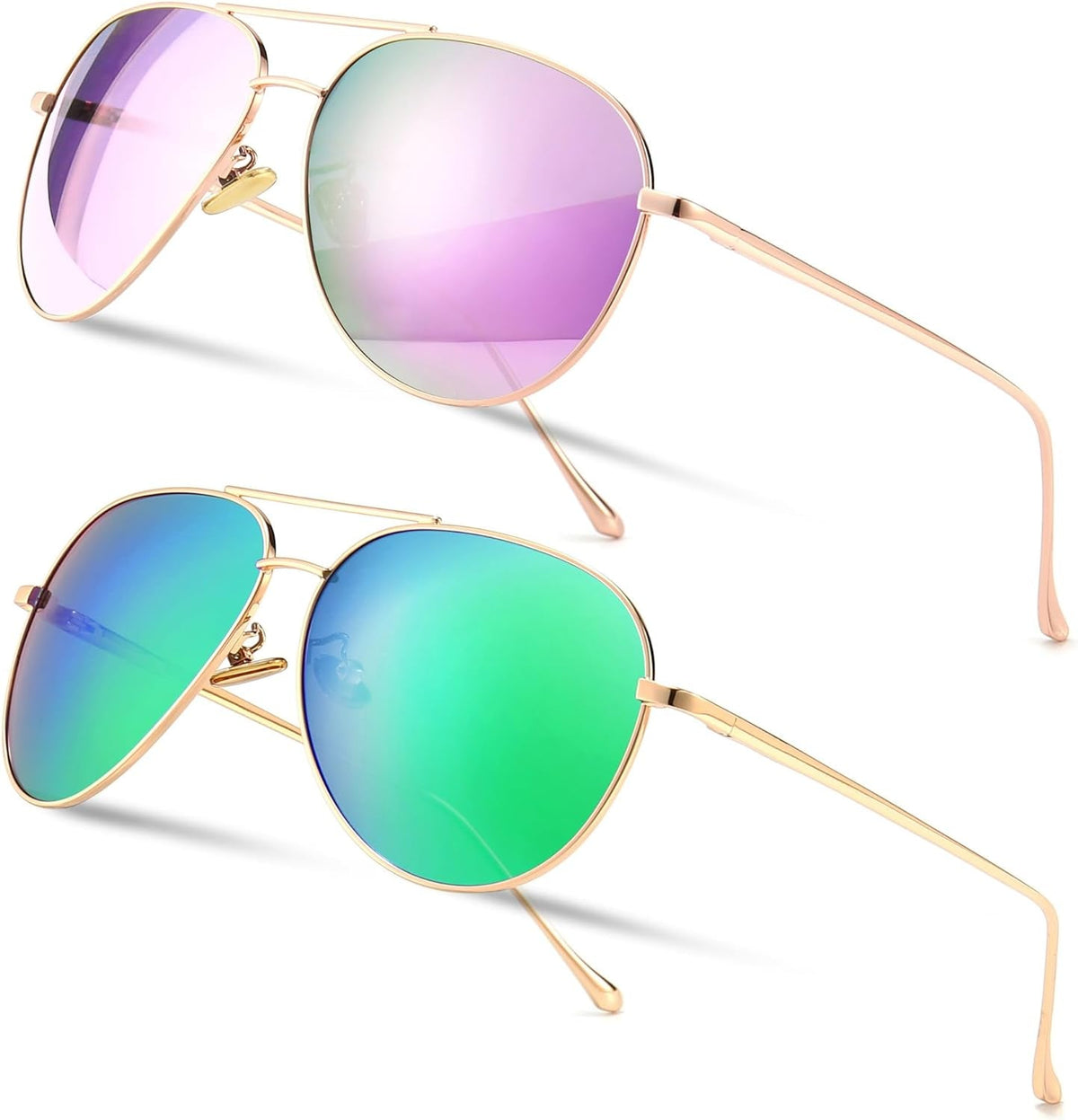 Women's Lightweight Oversized Aviator Sunglasses - Mirrored Polarized Lens