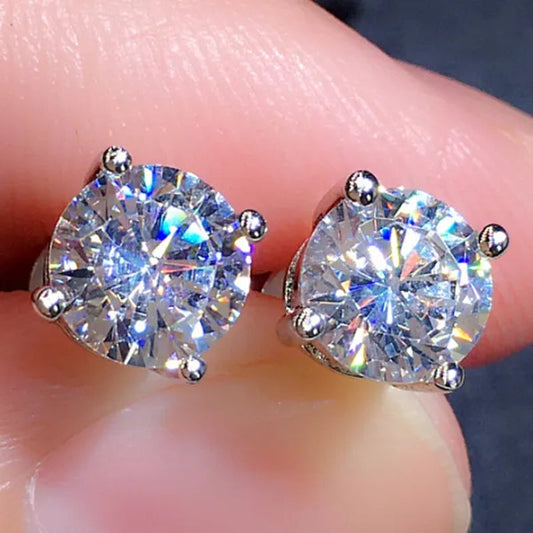 Exquisite 4 Prong Moissanite Solitaire Stud Earrings for Women Girl Daily Casual Ear Stud Accessories