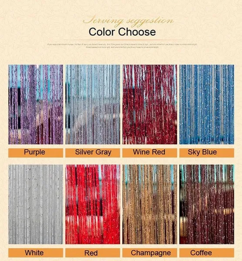 Fashion 200cm*100cm String Sparkle Curtains Fly Screen Fringe Tassel Curtain Room Divider Door Window Decor