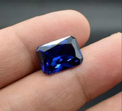 Unheated Blue Tanzanite 6x8mm 2.36Ct Emerald Cut Shape AAAAA VVS Loose Gemstone