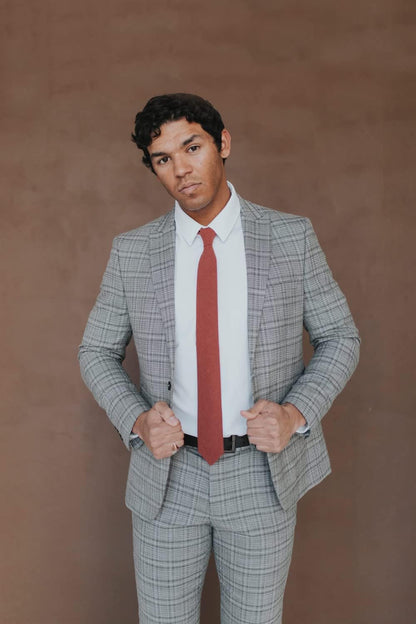 Men'S Skinny Tie, Cotton Wool Linen Necktie, Great for Weddings, Groom, Groomsmen, Missions, Dances, Gifts.