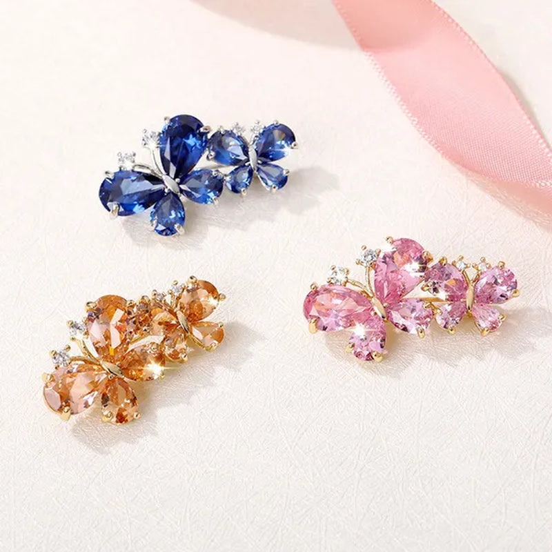 7 colors New Rhinestone Brooches for Women Butterfly Brooch Wedding Fashion Jewelry Gift Women Cute Zinc Crystal Butterfly Enamel Pin Accessories Arrow