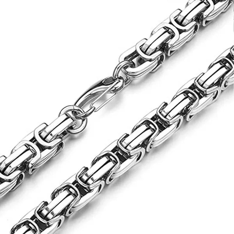 Men Jewelry Silver Stainless Steel Strong Byzantine Chain Curb Cuban Bracelet or Necklace 7inch-40inch