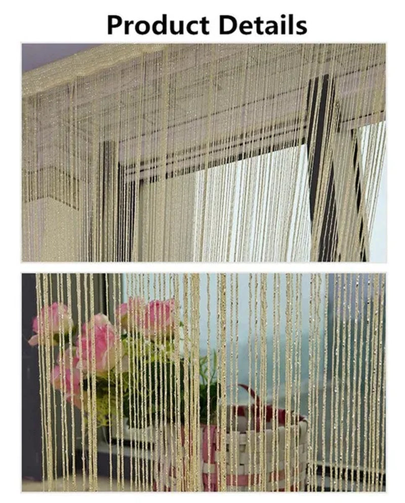 Fashion 200cm*100cm String Sparkle Curtains Fly Screen Fringe Tassel Curtain Room Divider Door Window Decor